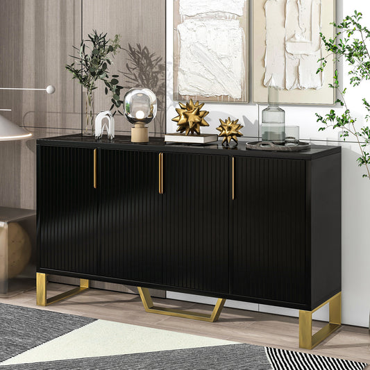 Sleek Black Modern Sideboard with Adjustable Shelves