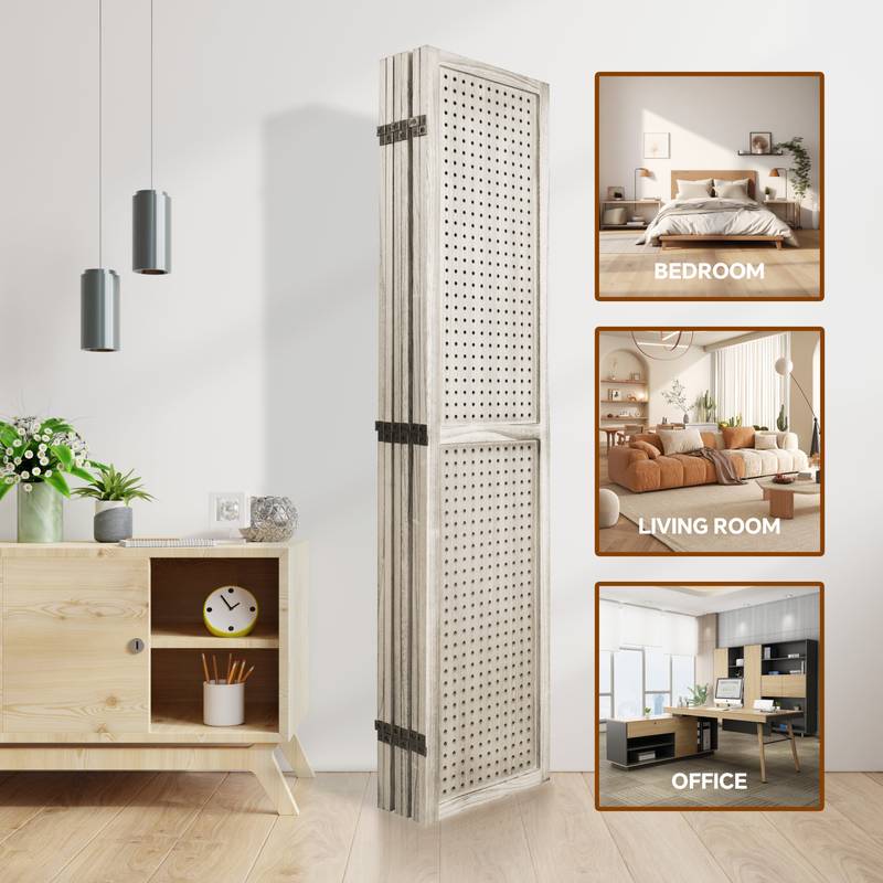Versatile Wooden Folding Divider & Display Panel