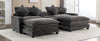 Cozy Black Chenille Sectional Sofa with Ottomans and USB Ports