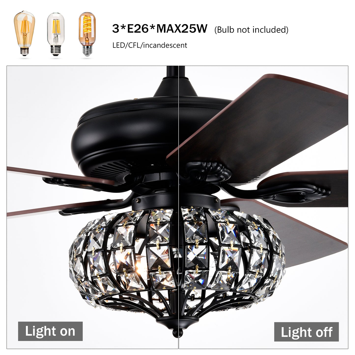 Chic Crystal Ceiling Fan with Remote Control