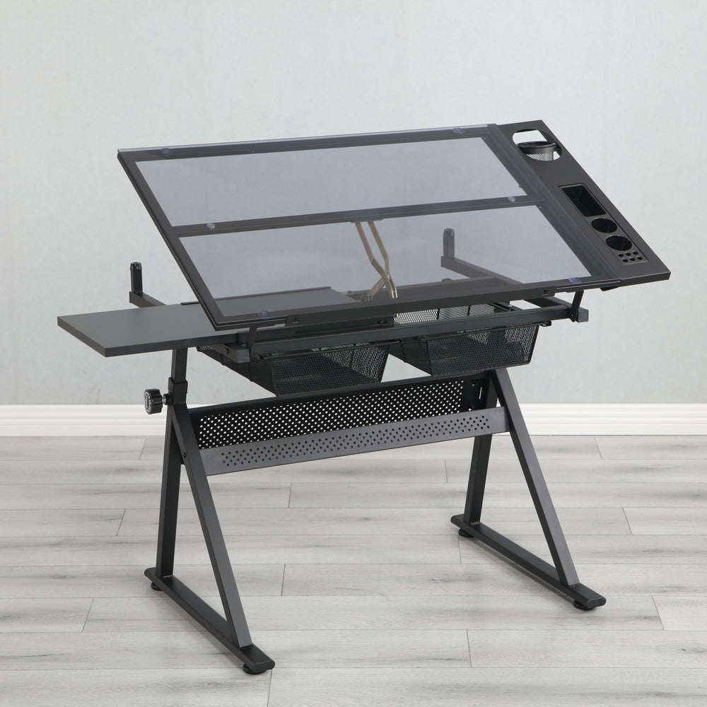 Versatile Black Drafting Table & Chair Set