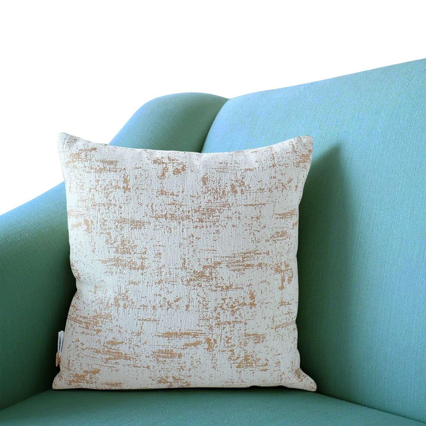 Chic Beige & Gold Chenille Pillow