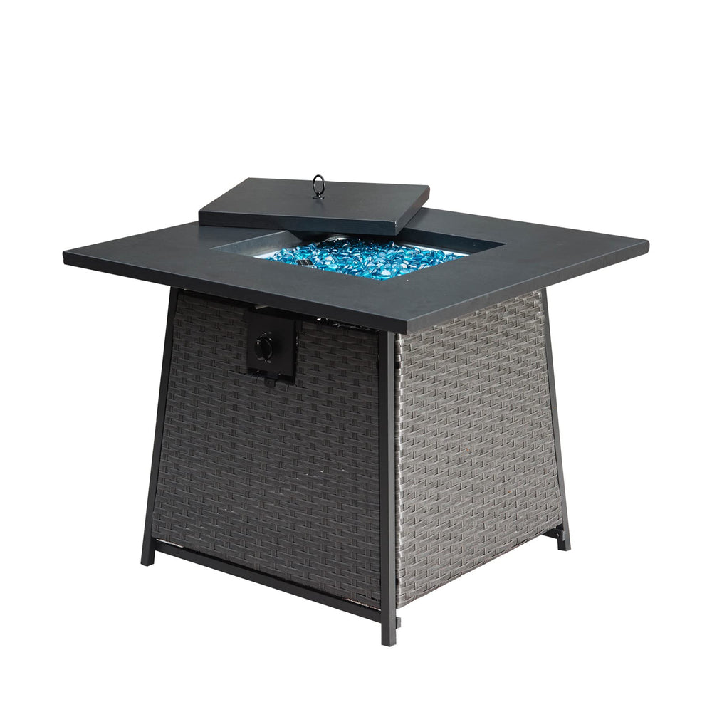 Cozy Blue Glass Fire Table