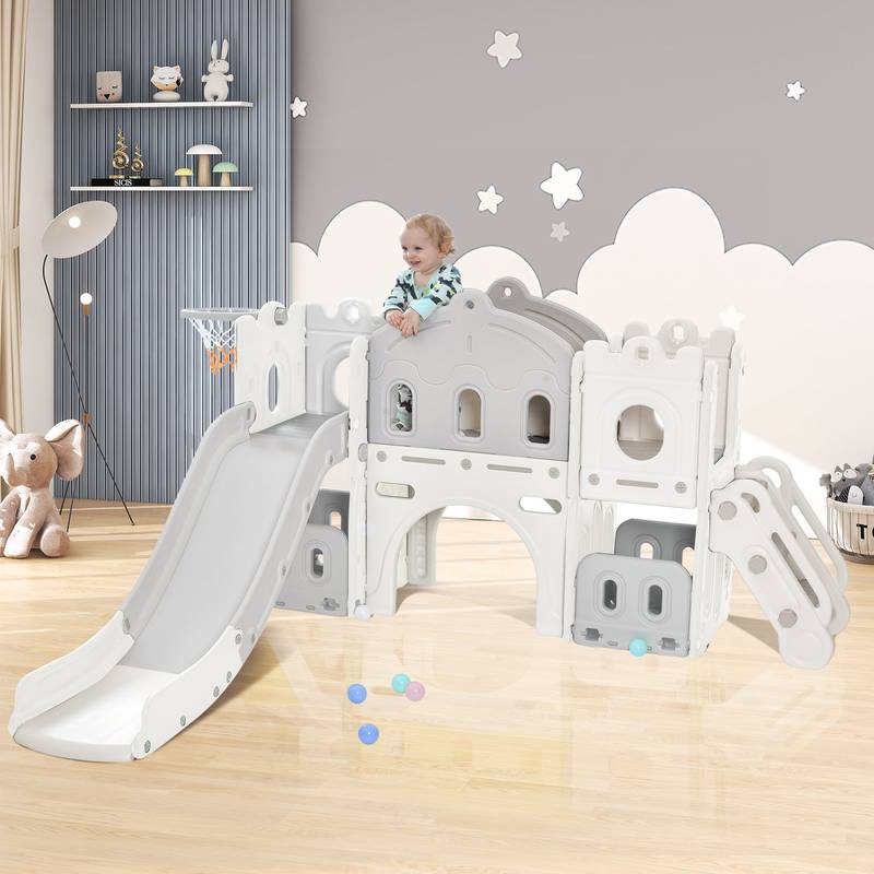 Castle Climber Fun Zone with Slide & Hoop