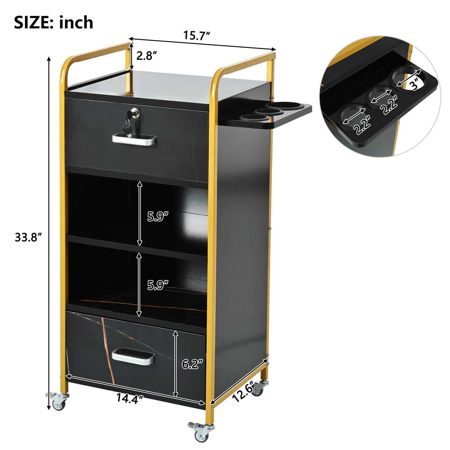 Sleek Salon Organizer with Hair Dryer Holders and Drawers