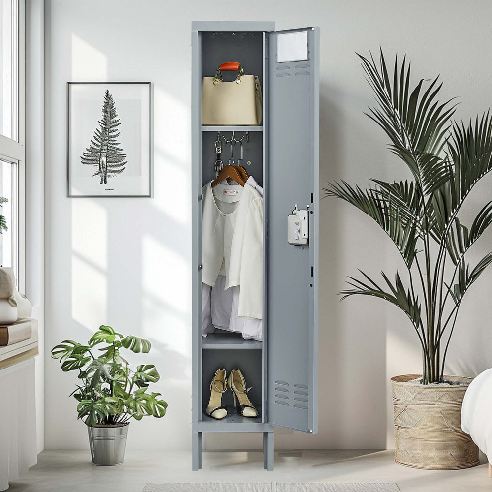 Secure Gray Metal Locker for Home or Office