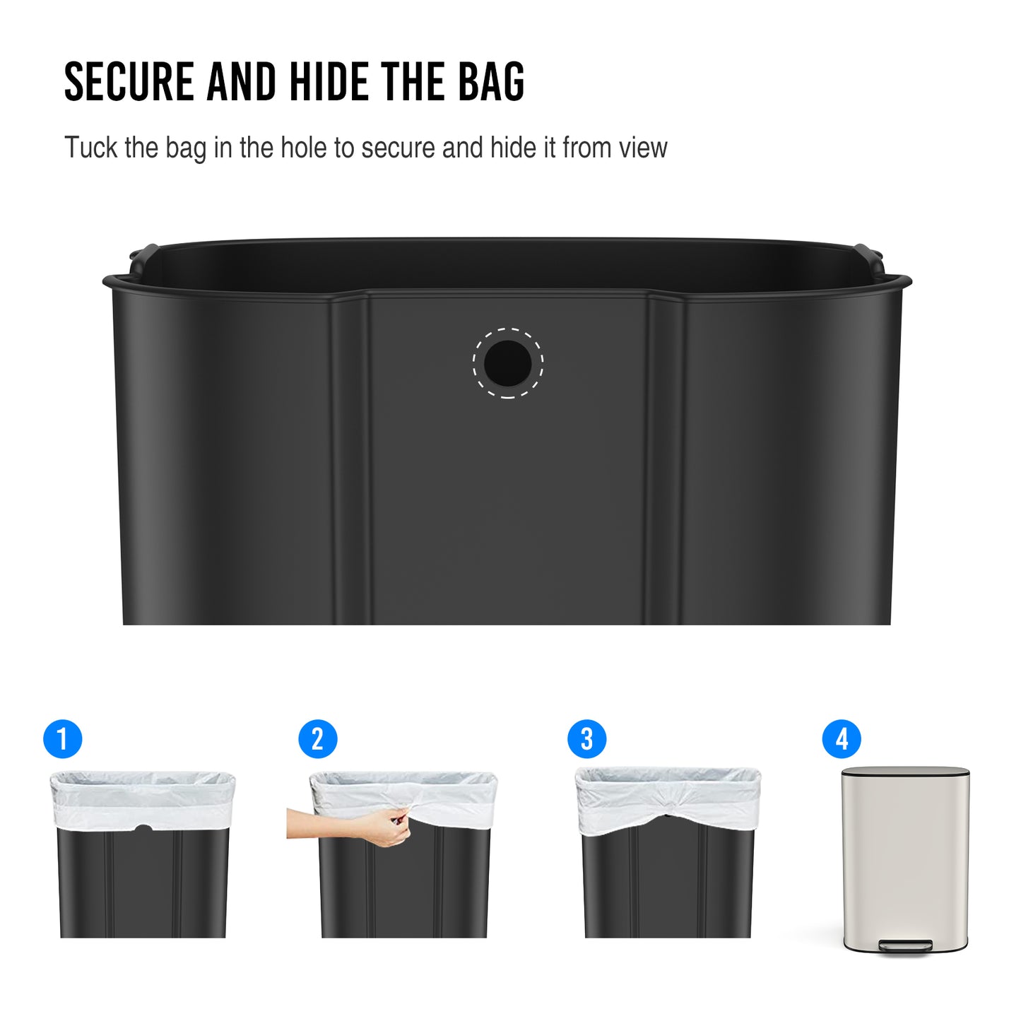 Sleek Step-On Soft Close Trash Can