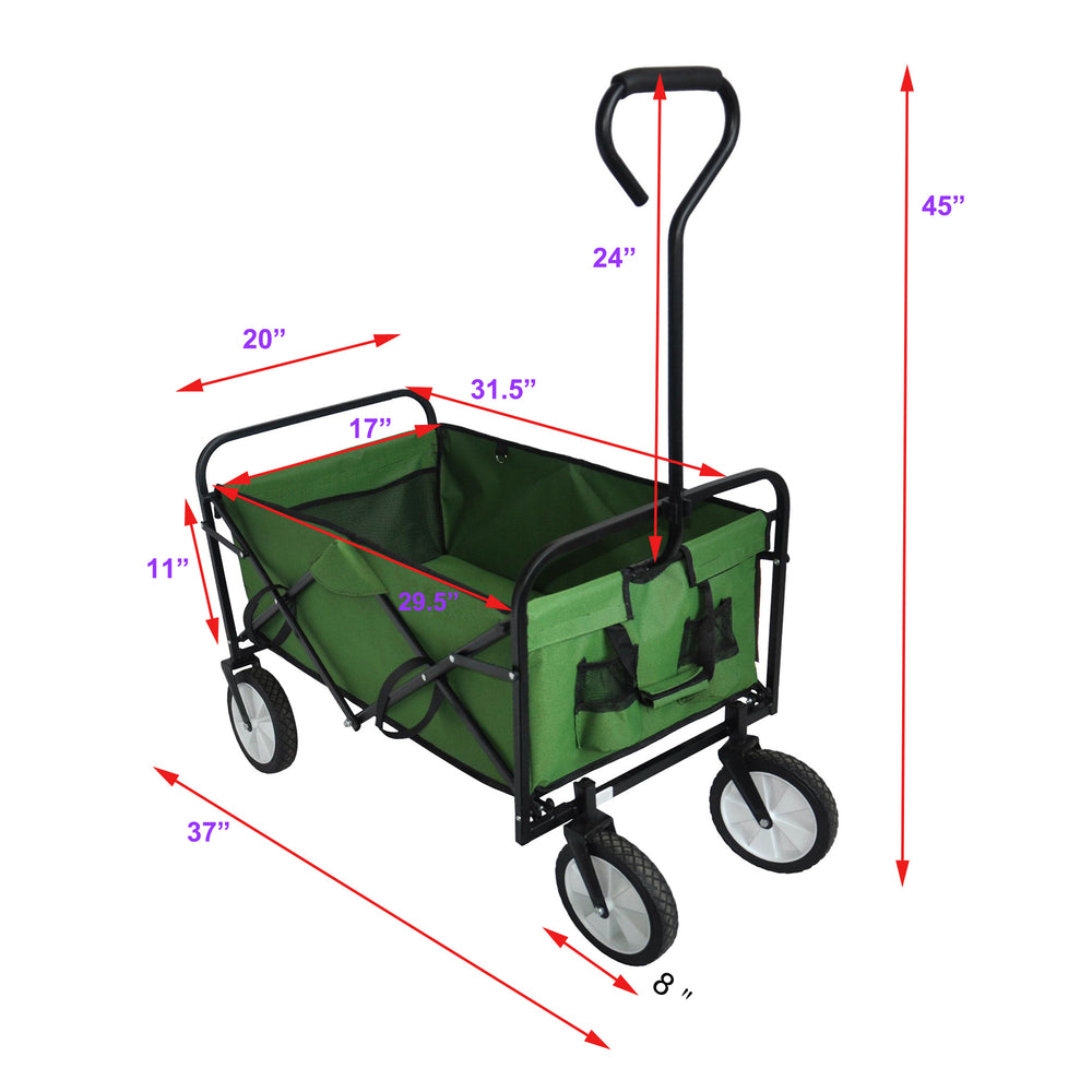 Green Foldable Wagon for Shopping and Beach Fun