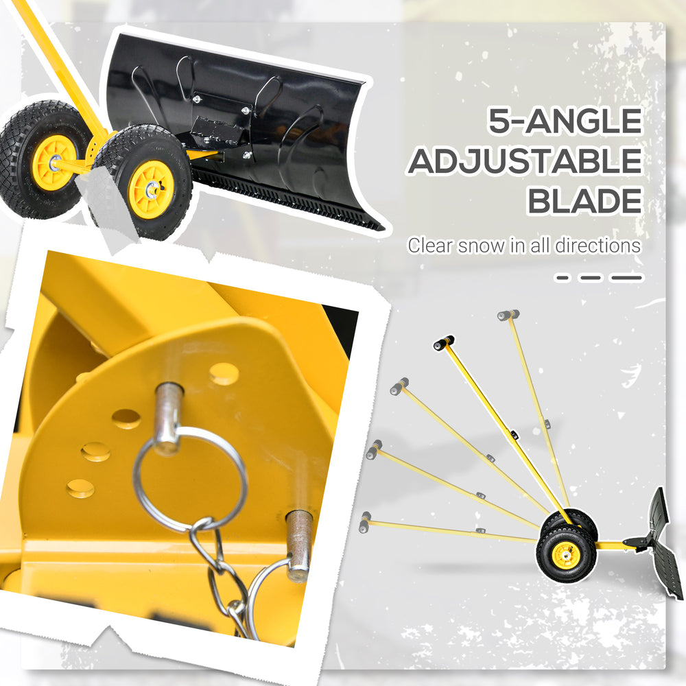 Wheeled Snow Pusher with Adjustable Handle