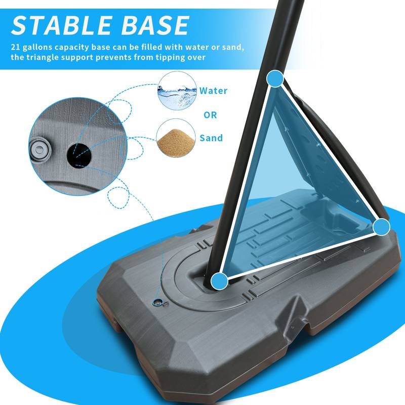 Adjustable Outdoor Basketball Hoop with Portable Base