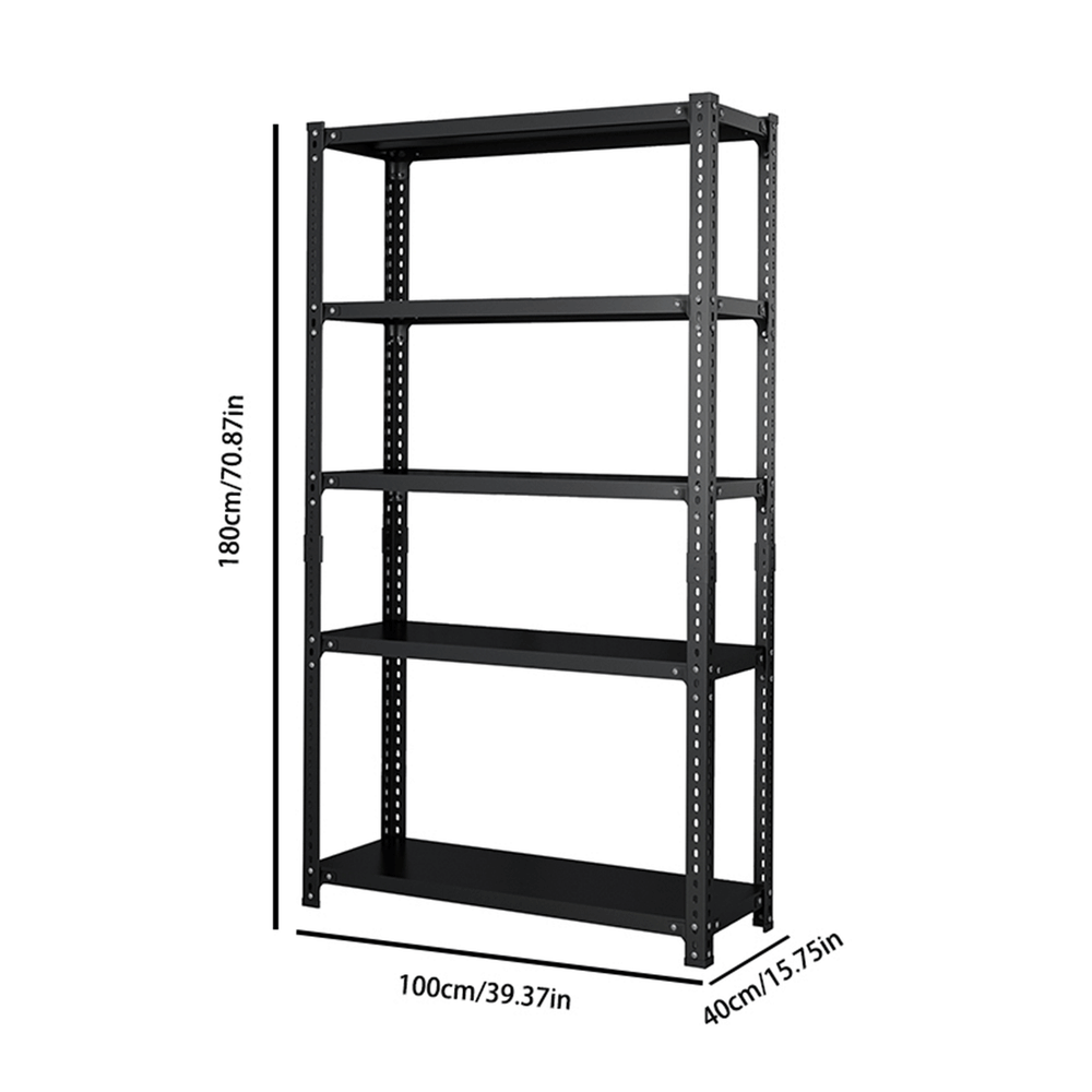 Versatile Black Storage Rack - Five-Tier Display & Organization Solution