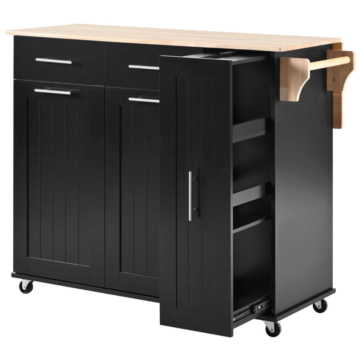 Versatile Rolling Kitchen Cart with Drop Leaf and Storage