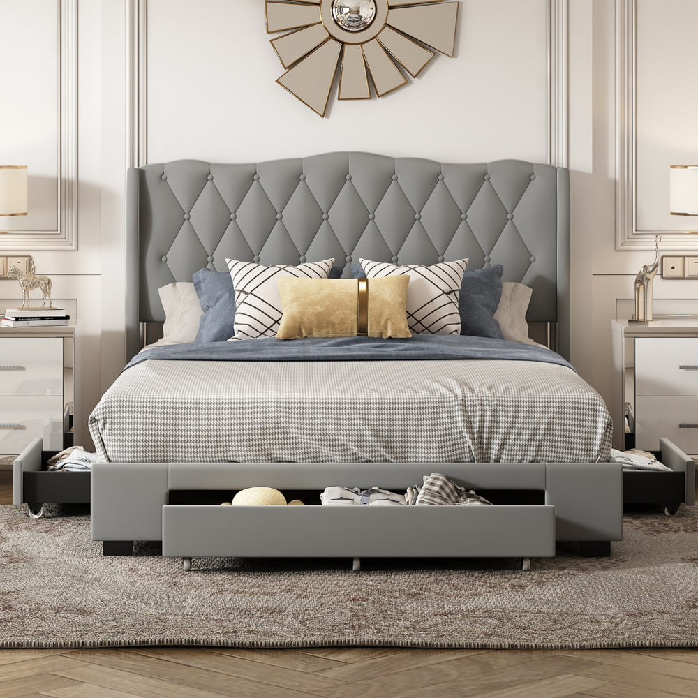 Velvet Dream Bed with Tufted Headboard and Storage