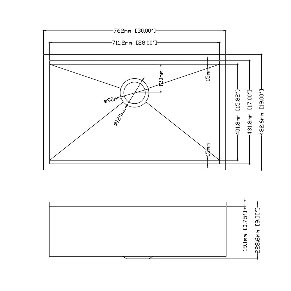 Sleek 30 Undermount Stainless Steel Kitchen Sink