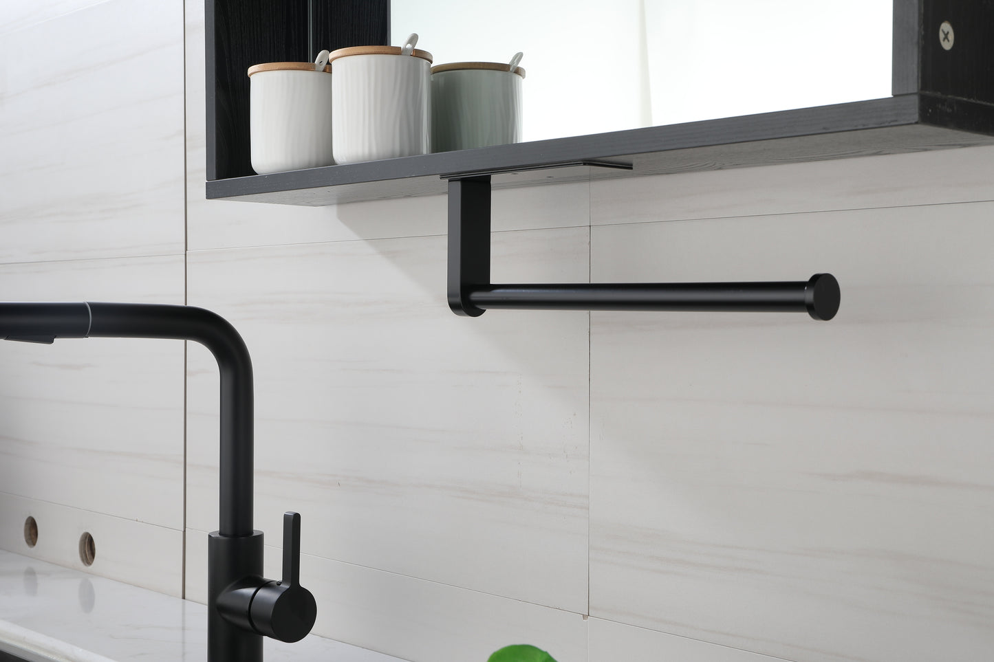 Stick & Store Paper Towel Holders - Sleek Black Duo