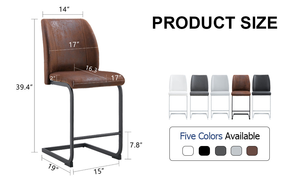 Chic Duo: Suede Cushioned Brown Chairs with Stylish Metal Legs