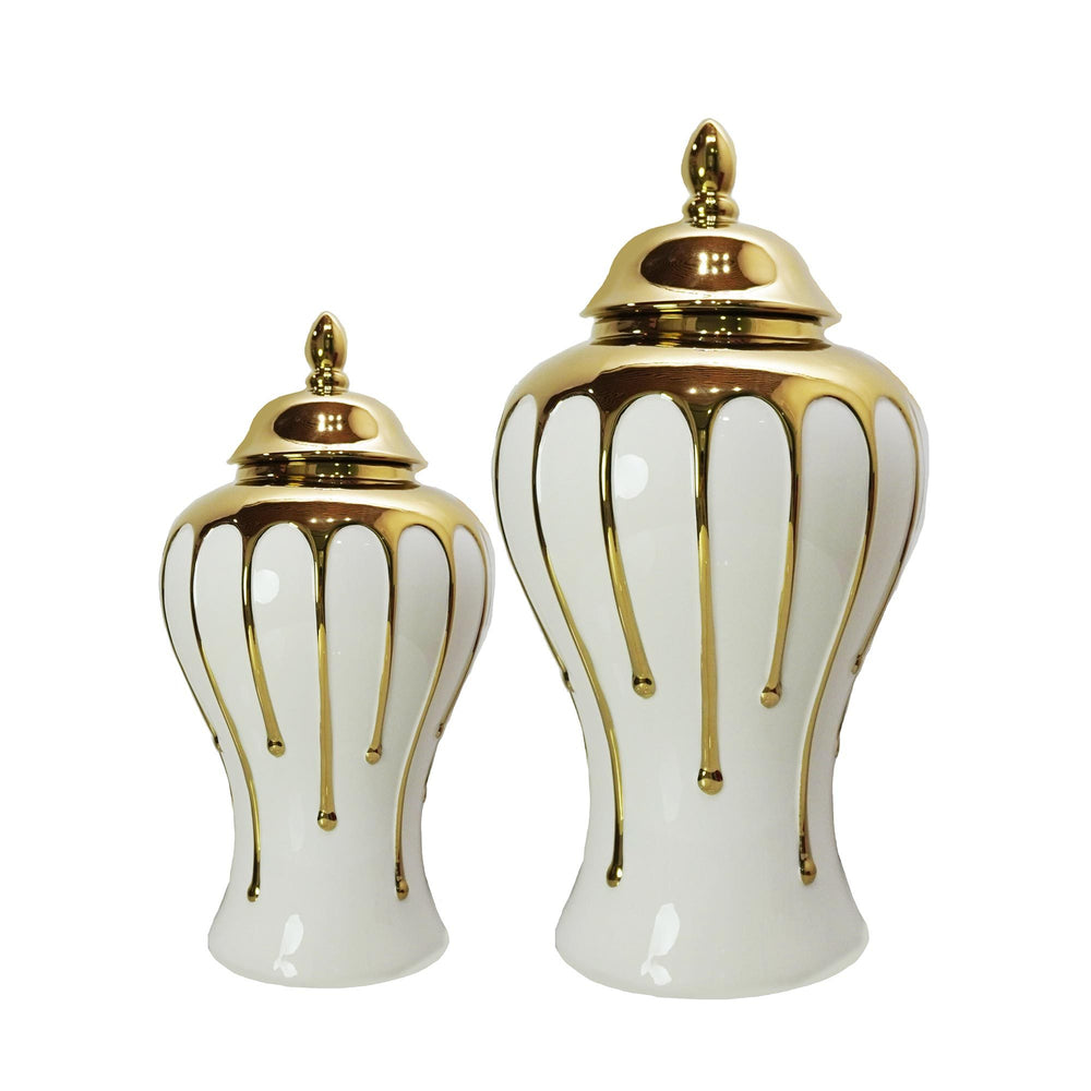 Chic White Gilded Ginger Jar