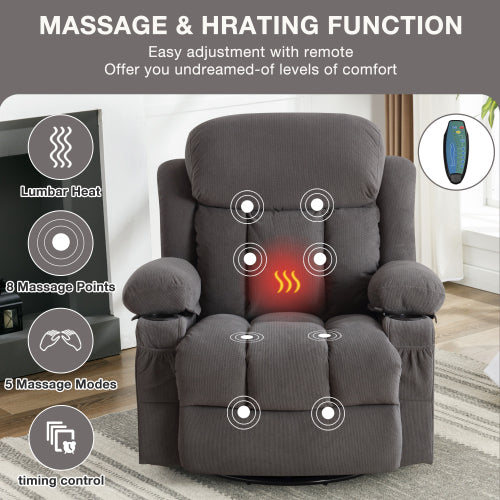 Cozy Swing Recliner with Massage & Heat