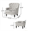 Chic Light Grey Club Chair and Ottoman Set