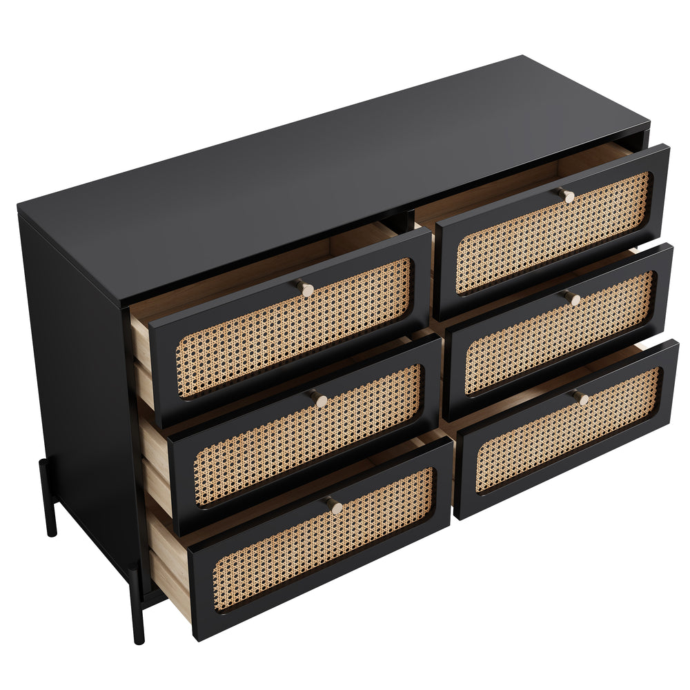 Chic Rattan 6-Drawer Storage Dresser