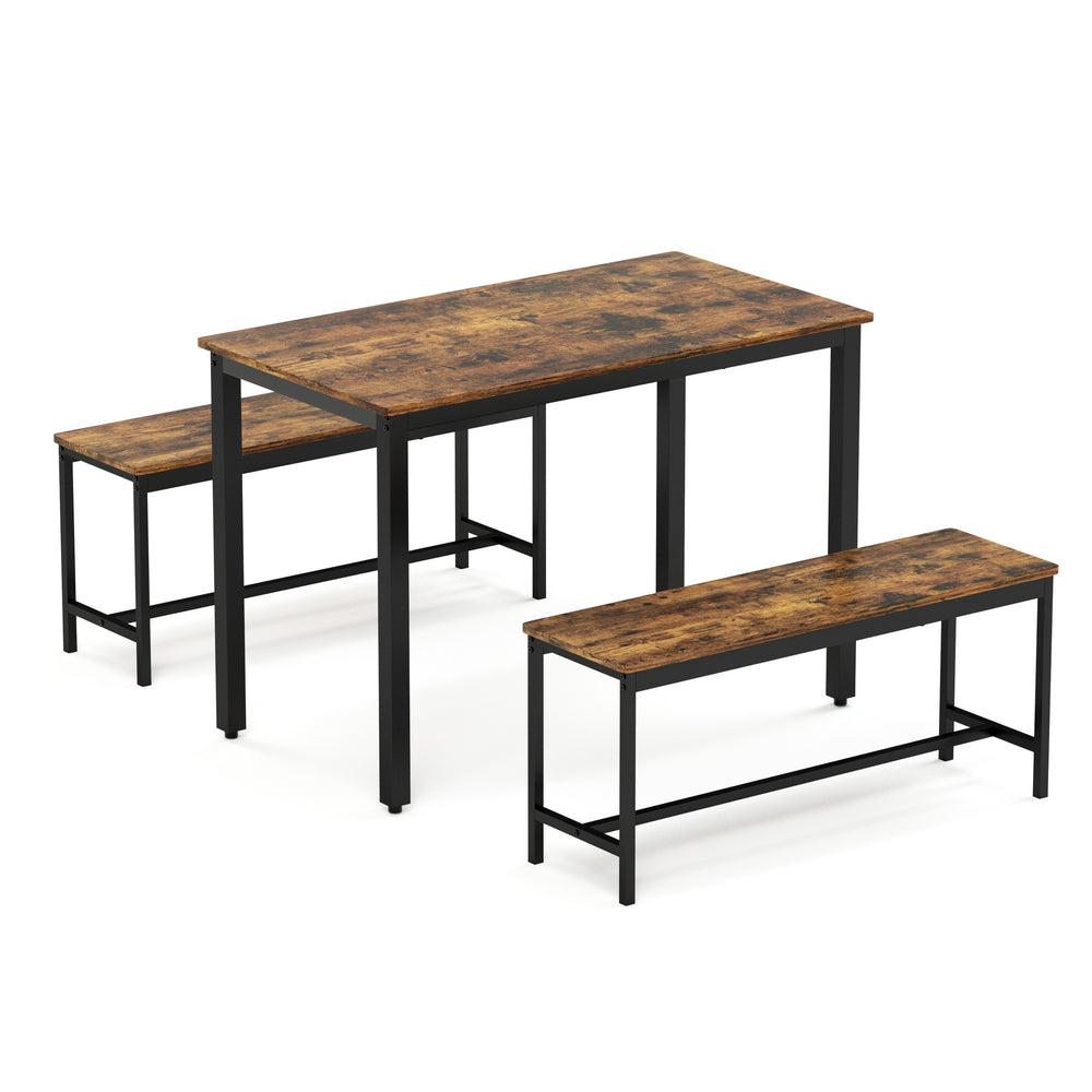 Rustic Bistro Dining Set with Benches