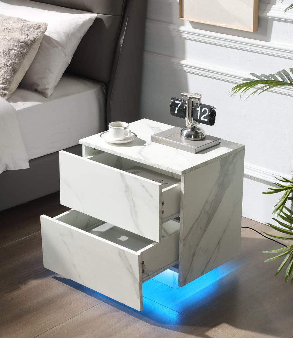 Shining White Nightstands with Drawers