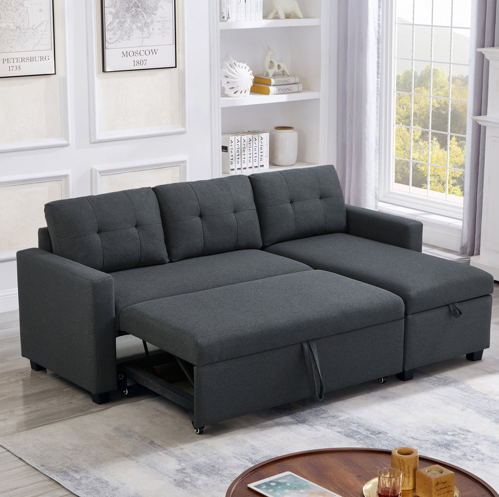 Cozy Grey Convertible Sofa with Storage Chaise