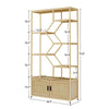 Natural Rattan Tall Bookshelf with Cabinet