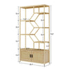 Natural Rattan Tall Bookshelf with Cabinet