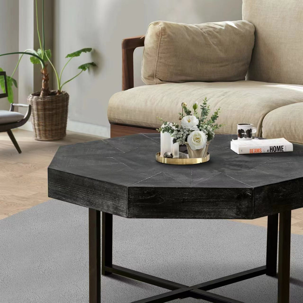 Rustic Charm Antique Black Coffee Table