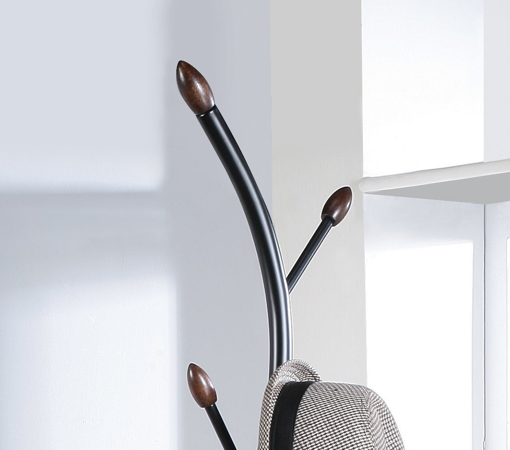 Sleek Black & Walnut Coat Stand