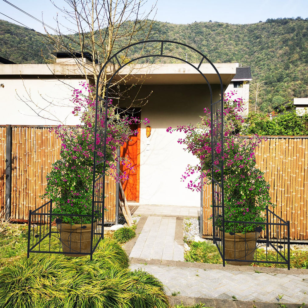 Elegant Climbing Garden Arch with Plant Stands