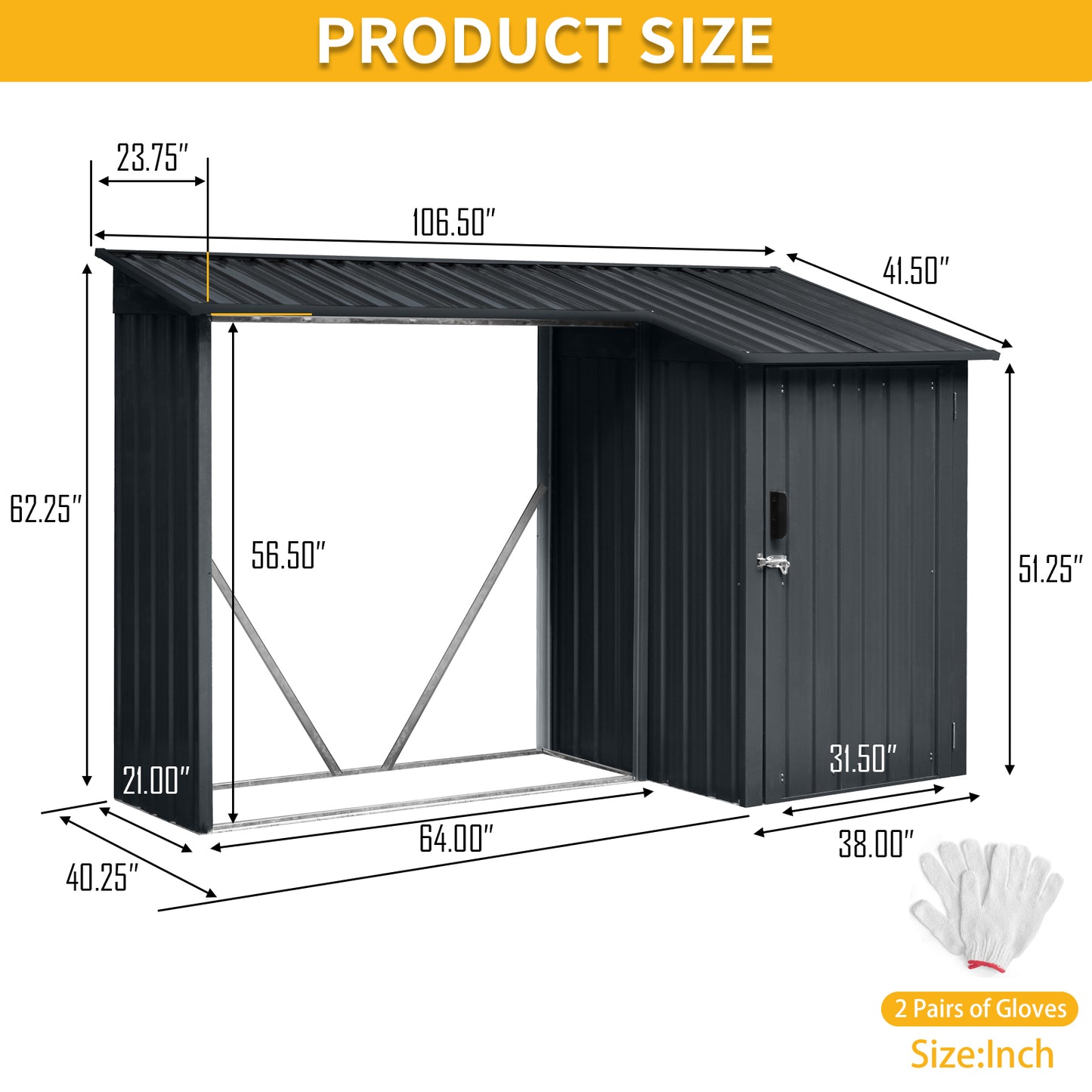 Black Steel Firewood Rack & Shed Duo