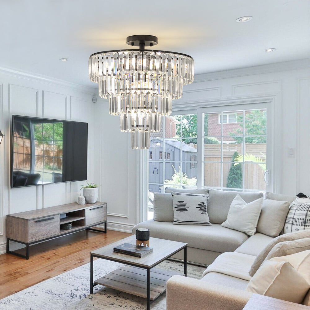 Elegant Black Crystal Chandelier for Modern Spaces