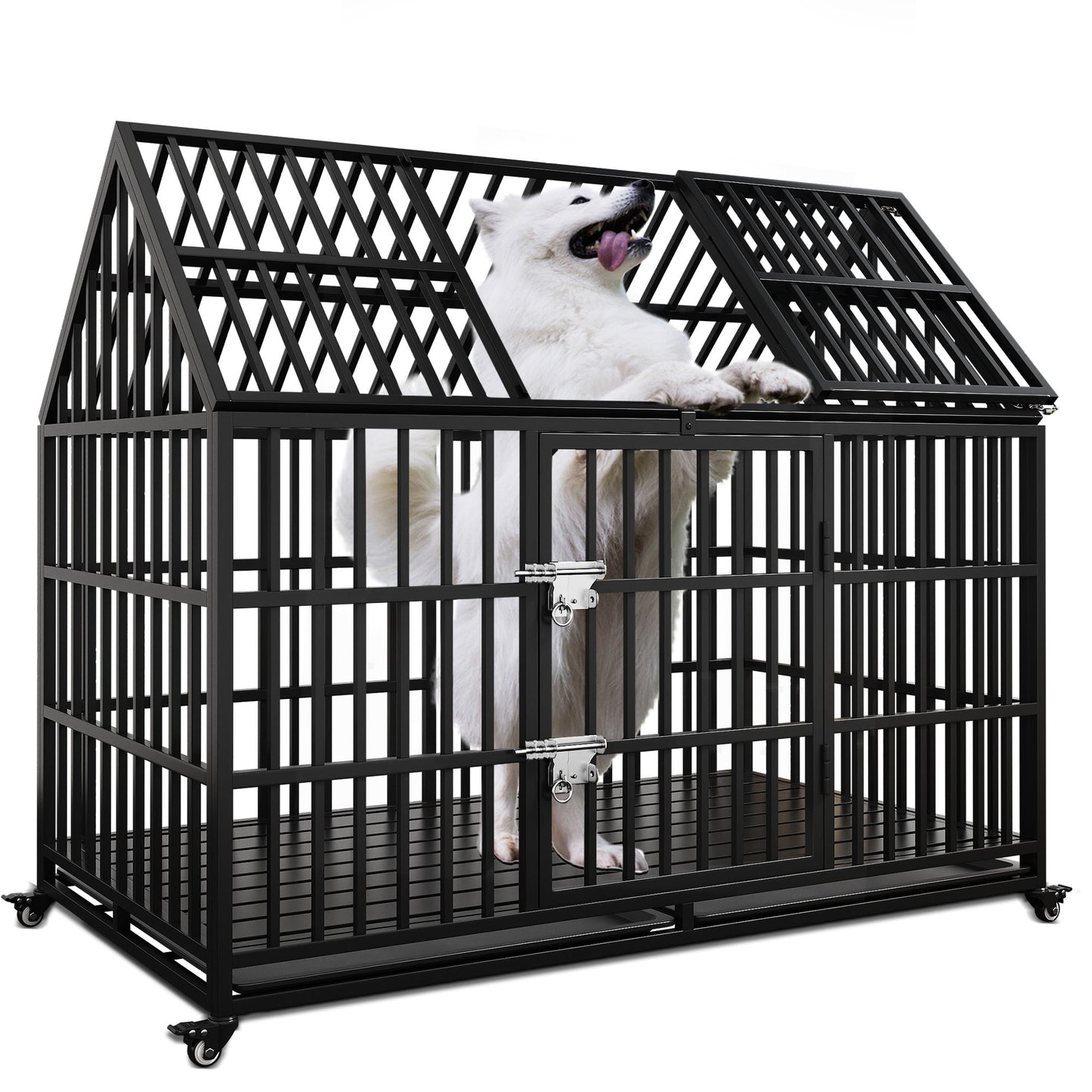 Ultimate Heavy-Duty Dog Crate with Wheels & Dual Access