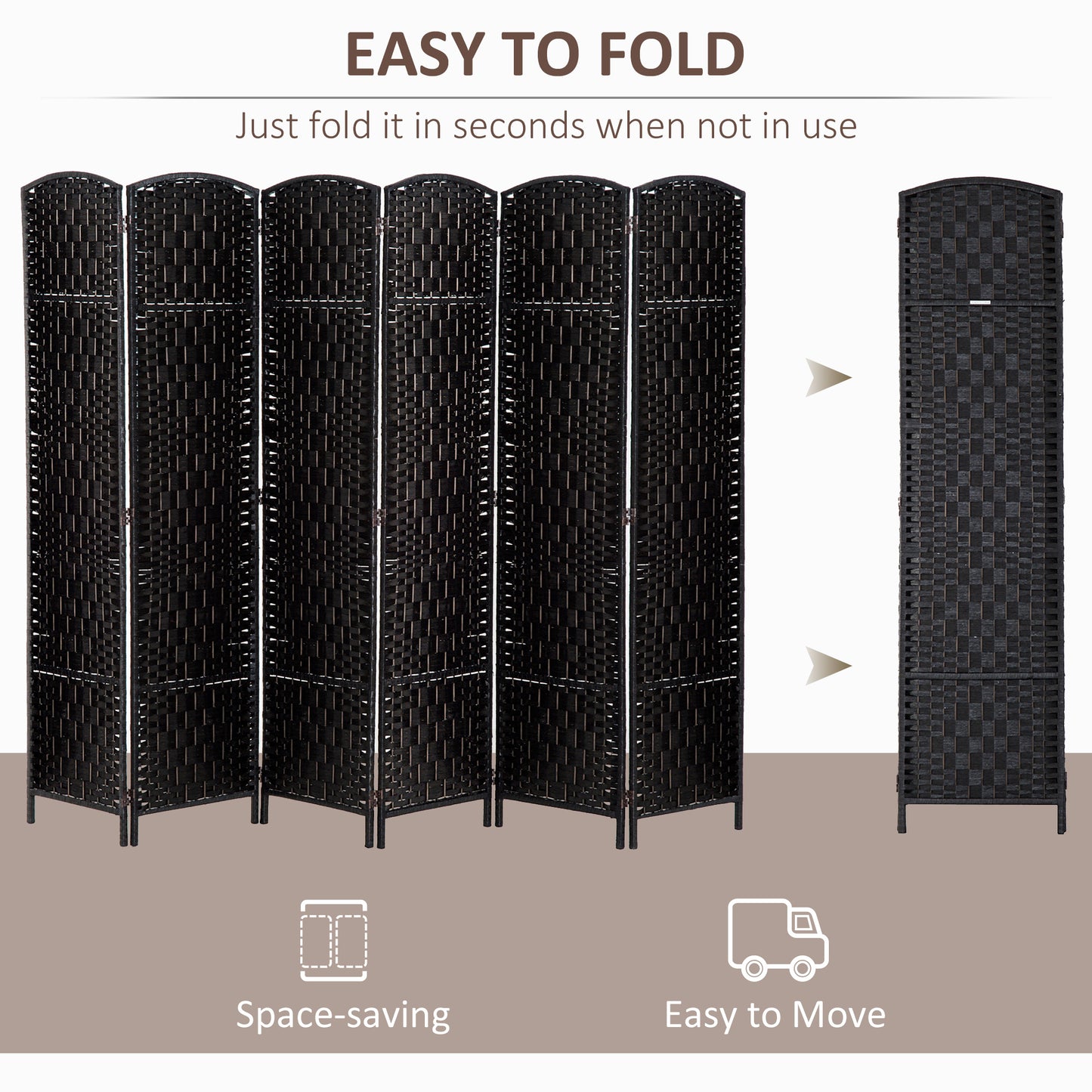 Chic Black Wicker Room Divider