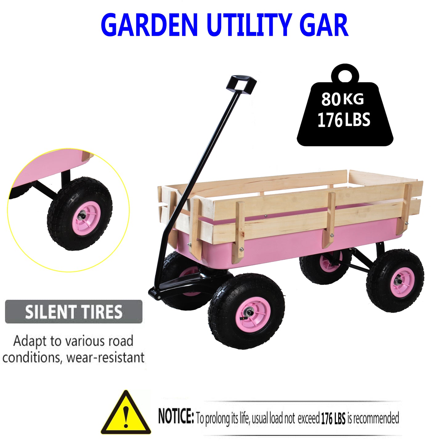 All-Terrain Garden Wagon with Wood Railing