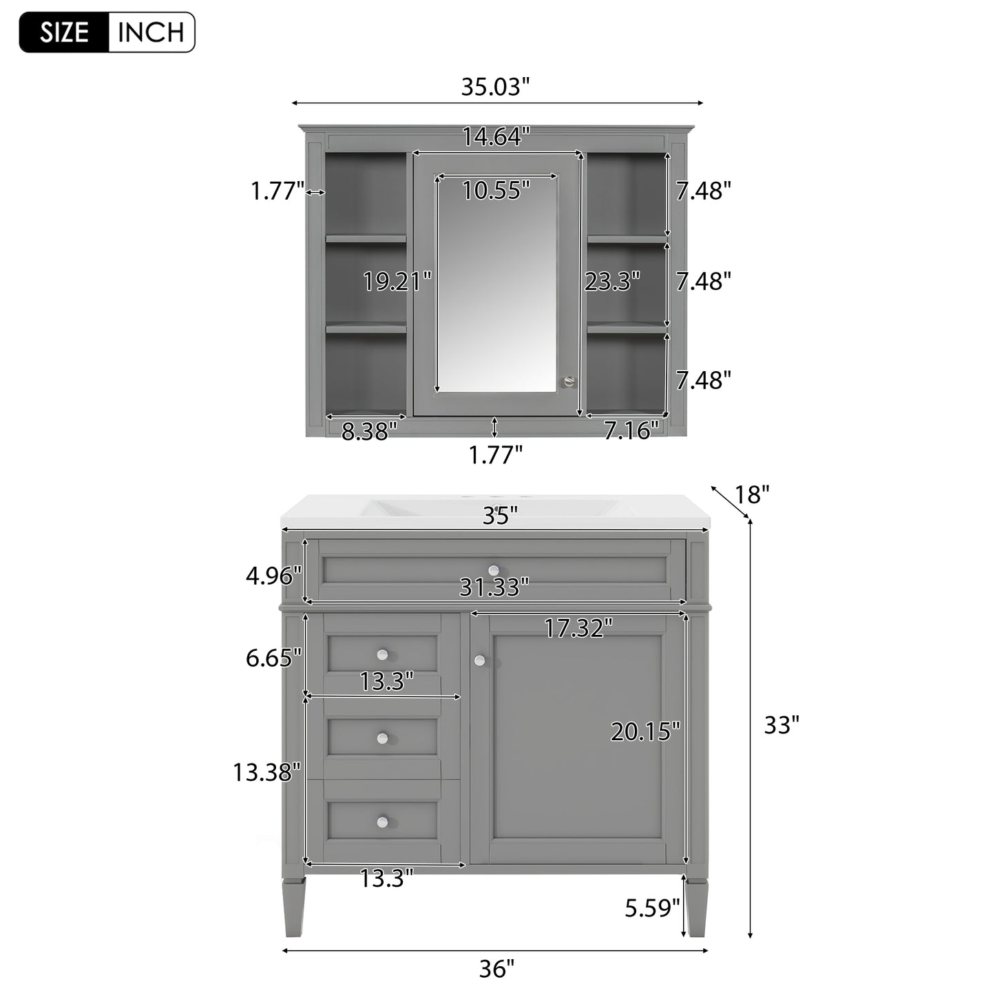 Royal Blue Modern Bathroom Vanity with Mirror and Storage