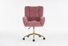 Chic Pink Velvet Swivel Chair with Gold Base