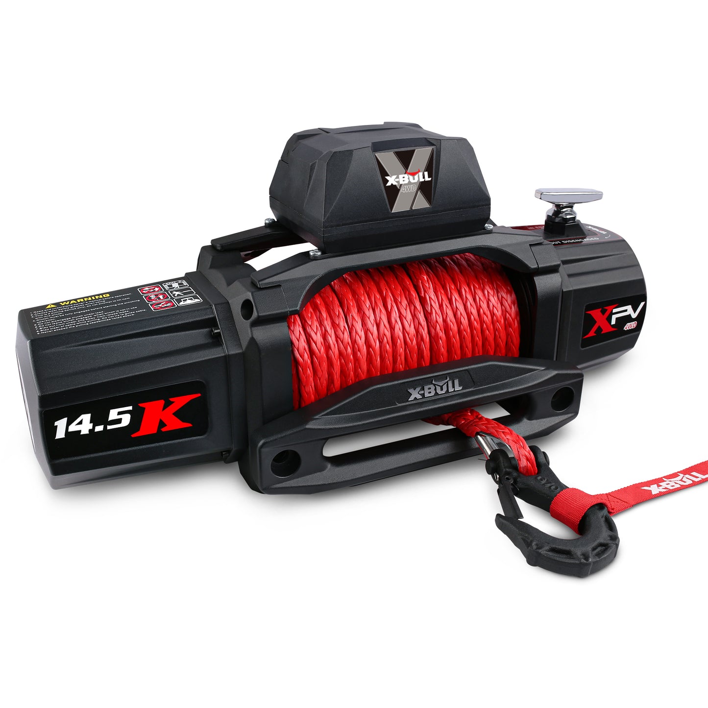 Power Pull Electric Winch with Synthetic Red Rope for Jeep & Truck Towing