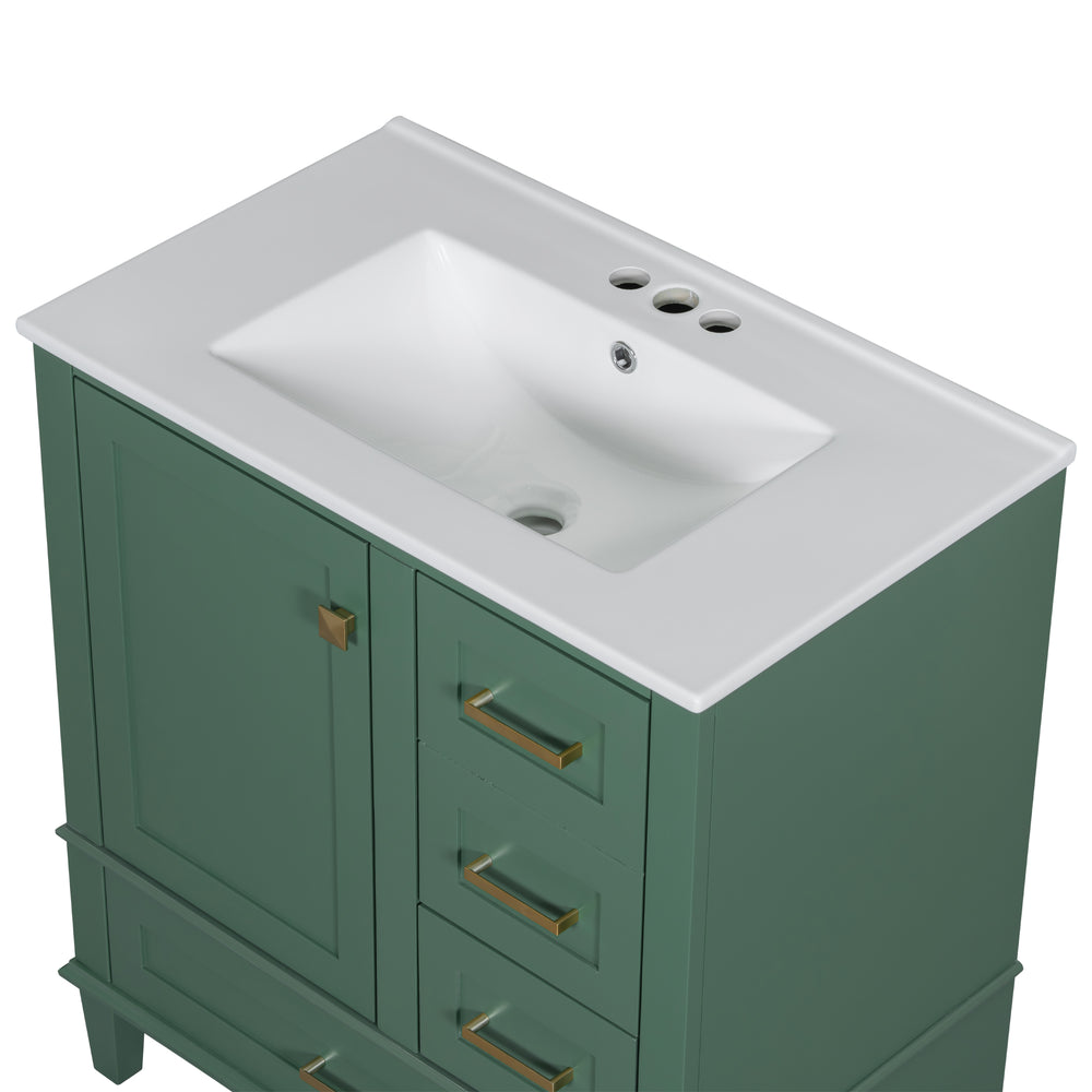 Chic Green Bathroom Vanity with Sink and Soft-Close Drawers