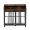 Stylish Heavy-Duty Dog Crate with Wheels and Storage