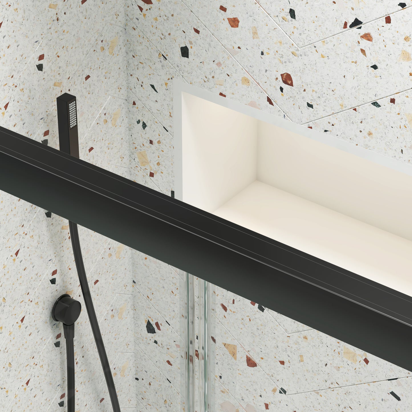 Sleek Bypass Sliding Shower Door in Matt Black Glass