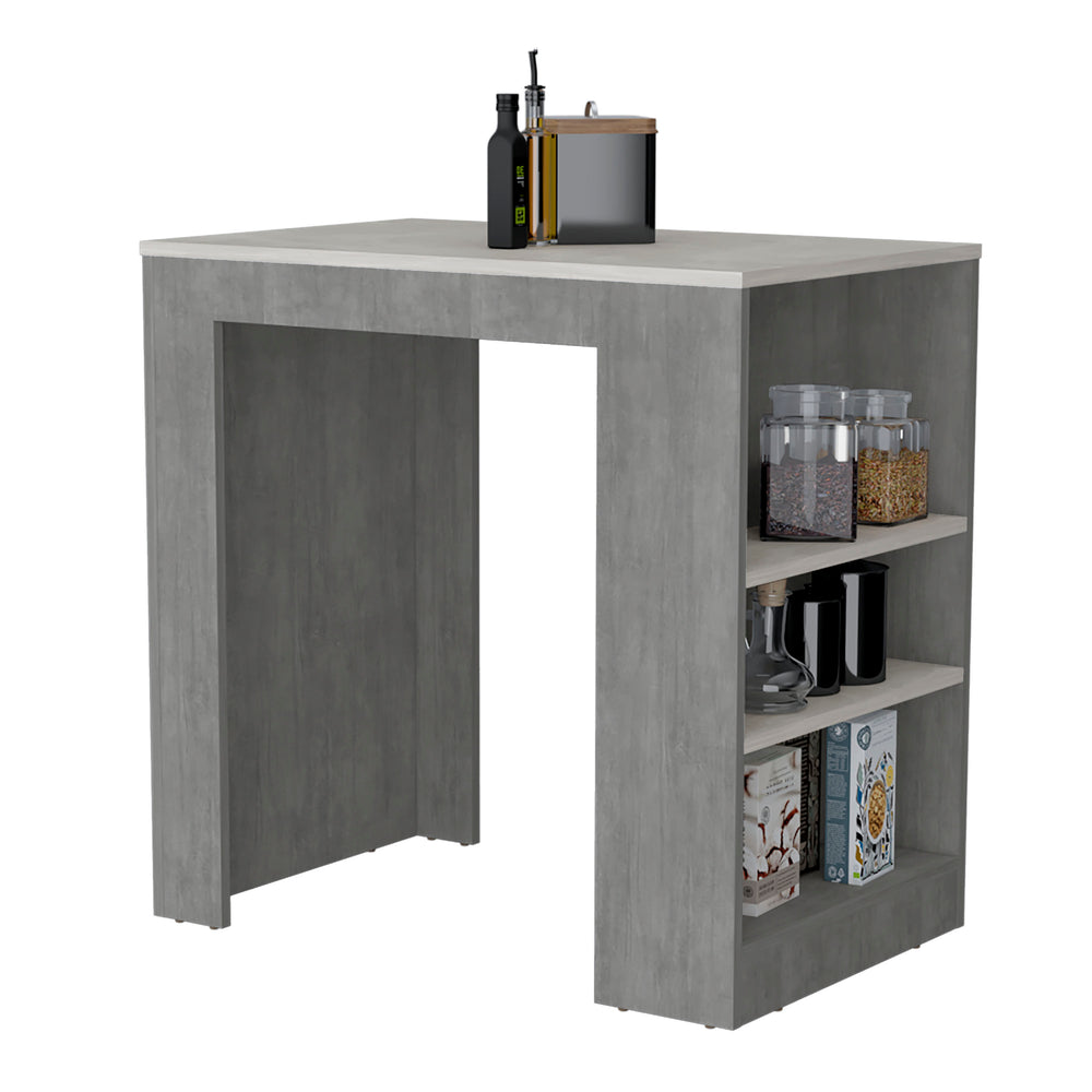 Stylish Kitchen Island with Marble Finish & Ample Storage