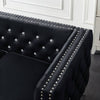 Luxurious Black Velvet Jewel Button Sofa with Pillows