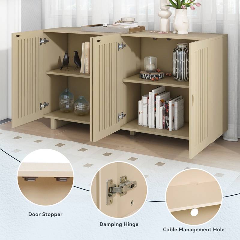 TREXM Chic Sideboard with Smart Storage and Stylish Hollow Doors