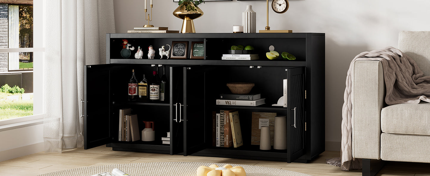 Stylish Black Classic Sideboard with Adjustable Shelves