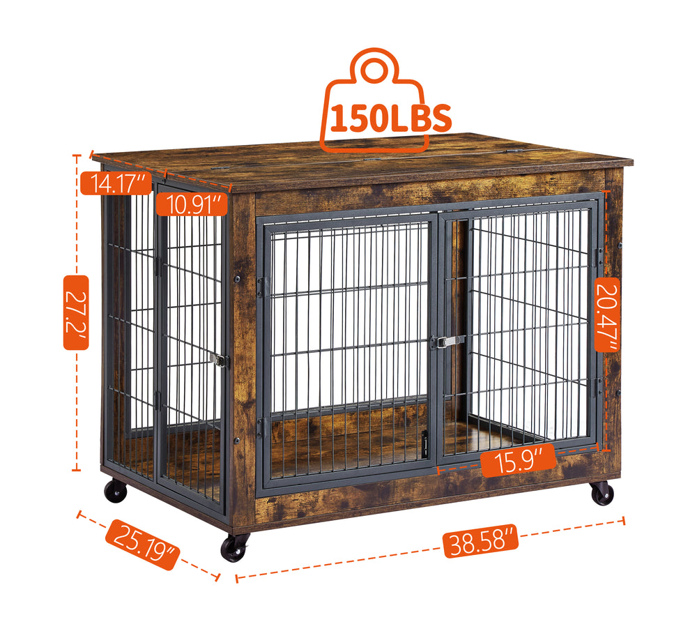 Rustic Double-Door Dog Crate