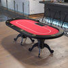 Sleek Red Aura Oval Poker Table with Stylish Curved Legs