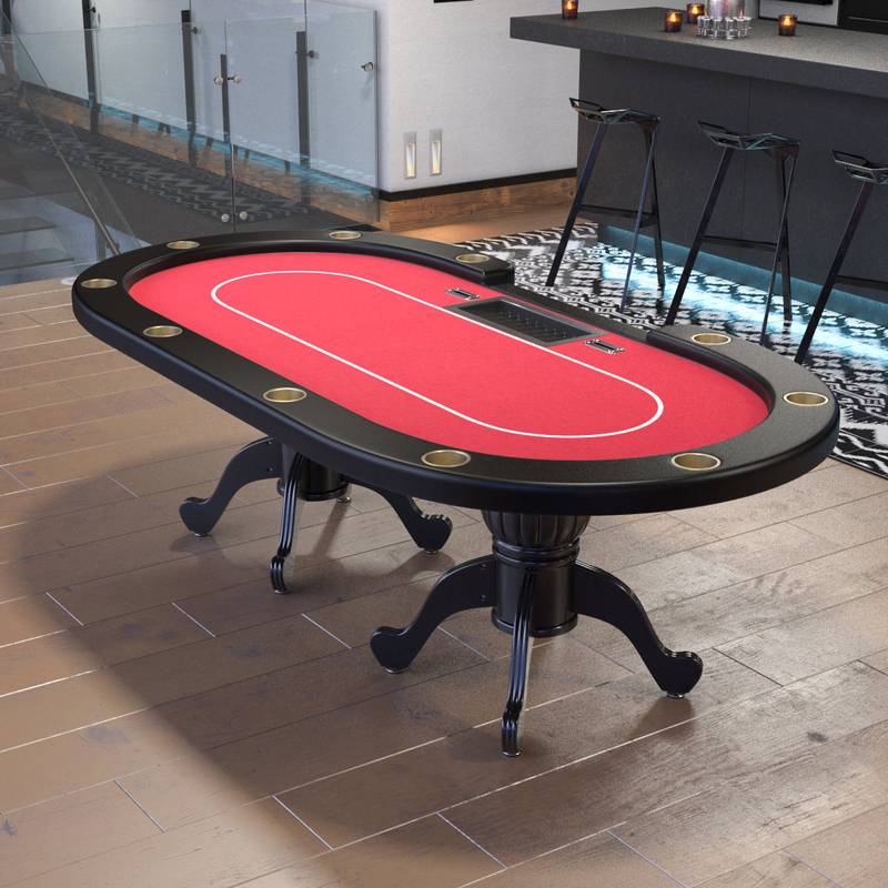 Red Aura Oval Poker Table - Casino Style Fun!